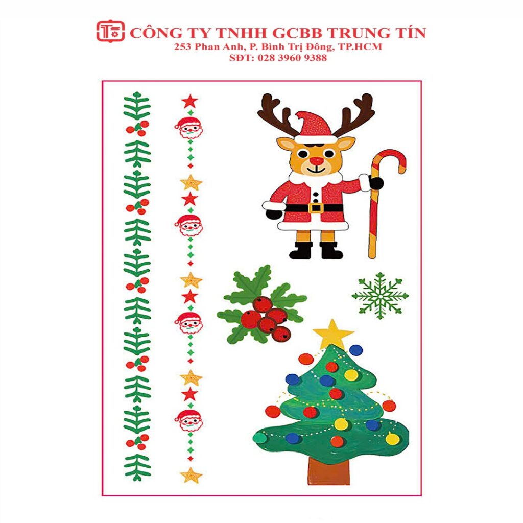 In Decal Sticker Trang Trí Chủ Đề Noel Hình 3